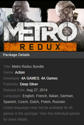 Metro Redux Bundle Steam - Click Image to Close